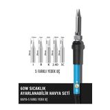 SolinpaTech St-60 Model 60w Profesyonel Isı Ayarlı Havya 5 Kaliteli Yedek Uç