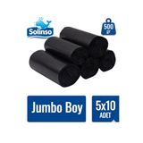 Solınso Kalın Çöp Torbası 10’lu 500 gr x 5 Rulo Siyah Çöp Poşeti 80X110 cm Jumbo Endüstriyel Çöp Torbası