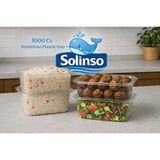 SOLINSO 🐳Plastik Sızdırmaz Kap 1000 Gr Cc Kullan At Tek Kullanımlık Plastik Kapaklı Kase 100 Adet