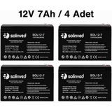 Solinved 12V 7AH Kuru Tip Akü (4 Adet)