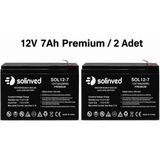 Solinved 12V 7AH Premium Kuru Tip Akü (2 Adet)