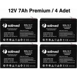 Solinved 12V 7AH Premium Kuru Tip Akü (4 Adet)