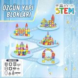 Solira Store - 100 Parça 7,5 cm Manyetik Yapı Blokları Seti – Arabalı, Güçlü Mıknatıslı, Stem Eğitici Renkli Oyuncak - Çok Renkli