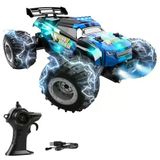Solira Store - 1:18 Ölçek 2.4GHz Uzaktan Kumandalı RC Off Road Drift Araba 15 Km/h Hızlı Şarjlı LED Işıklı Amortisörlü 1200 mAh Batarya 45 dk Sürüş Süresi (Mavi)