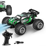 Solira Store - 1:18 Ölçek 2.4GHz Uzaktan Kumandalı RC Off Road Drift Araba 15 Km/h Hızlı Şarjlı LED Işıklı Amortisörlü 1200 mAh Batarya 45 dk Sürüş Süresi (Yeşil)