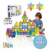 Solira Store - 123 Parça 7,5 cm Manyetik Yapı Blokları Seti – Arabalı, Güçlü Mıknatıslı, STEM Eğitici Renkli Oyuncak