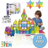 Solira Store - 123 Parça 7,5 cm Manyetik Yapı Blokları Seti – Arabalı, Güçlü Mıknatıslı, STEM Eğitici Renkli Oyuncak