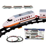 Solira Store - 40 Parça Pilli Işıklı Hızlı Tren Oyun Seti 308 cm Şalterli ve Kavisli Raylı Ağaç İşaretli Tren Seti