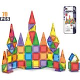 Solira Store - 70 Parça Mini Manyetik Blok Seti 3.75 cm Güçlü Mıknatıslı Renkli 3D Yapı Oyuncak STEM Eğitici Zeka Geliştirici