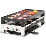 Solis Of Switzerland 5-In-1 Premium Raclette & Table Grill – 8 Kişilik Çift Taraflı Plaka, Mini Wok + Pizza + Crêpes - Siyah