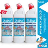 Solixel Pas ve Kir Çözücü Acdx 3'lü Set – Lavabo & Tuvalet Taşı Temizleyici | 3X950 ml Güçlü Temizlik