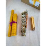 Solman Doğal Bal Mumu Adaçayı Lavanta Üzerlik Otu ve Palo Santo Ağaç 4 Lü Tütsü Set Meditasyon Seti - 4lü
