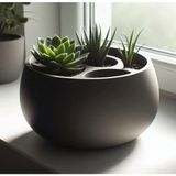Solmazlar Online 3D Baskı 3lü Sukulent Saksısı ve Kalemlik Organizer - Dekoratif Masaüstü Bitki Saksısı-Siyah - Belirtilmemiş - 1BW-Beyaz