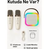 Solmazlar Online Bluetooth Karaoke Hoparlör Mikrofonlu Rgb LED Işıklı Kablosuz Taşınabilir Ses Bombası 5 Ses Efektli - Belirtilmemiş