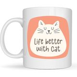 Solmazlar Online Life Better With Cat – Sevimli Kedi Tasarımlı Porselen Kupa Model 65 Kahve & Çay Kupası Hediyelik Kupa - Belirtilmemiş - 001 - Beyaz