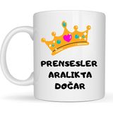 Solmazlar Online Prensesler Aralıkta Doğar Yazılı Kupa Model 256 Taç Tasarımlı Aralık Ayı Doğum Günü Hediyesi Seramik Kahve Kupası - Belirtilmemiş - 001 - Beyaz