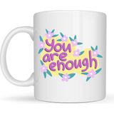 Solmazlar Online You Are Enough Yazılı Porselen Kupa Model 125 – Motive Edici Mesajlı, Çiçek Desenli, Sevdiklerine Anlamlı Hediye - Belirtilmemiş - 001 - Beyaz