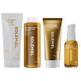 Solémiel 4'lü Cam Cilt Bakım Seti - Yüz Yıkama Jeli, AHA Tonik, Kolajen Serum ve Leke Karşıtı Güneş Kremi SPF 50+ - Bal ve Propolis İçeren Aydınlatıcı Günlük Rutin