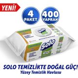 Solo 4'lü Yüzey Temizlik Havlusu 400 Yaprak Beyaz Sabun Ferahlığı Bebekler İçin Uygun Dermatolojik Test Edilmiş