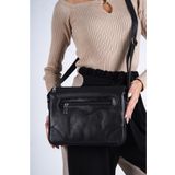 Solo Bag Çapraz Askılı 7 Bölmeli Kadın Siyah Omuz Çantası
