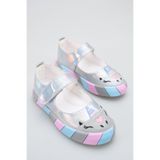 Solo Bag Günlük Gümüş Şık Kız Çocuk Işık Detaylı Unicorn Babet Ayakkabı Ortopedik Sneaker Okul Ayakkabısı