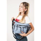 Solo Bag Kadın Mavi Çok Gözlü Su Geçirmez Krinkıl Günlük Çapraz Çanta