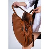 Solo Bag Kadın Yumuşak Yıkanmış Deri Taba Sırt Çantası