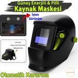Solo Pro Ayarlı Güneş Enerjili Pilli Otomatik Kararan Baş Maskesi Siperlik Kartuşlu Kaynak Gözlüğü - 1
