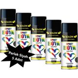 Solon 5 Adet Sprey Boya Parlak Siyah 400 ml