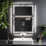Solrae Led'li Lazer Kumlamalı Lavabo & Banyo Aynası (Dokunmatik Sensörlü) beyaz led 80 x 60