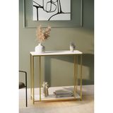 Solto Home AF18-23 Midas Beyaz Gold Metal Dresuar Konsol - Beyaz - Altın