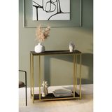 Solto Home AF18-26 Midas Siyah Mermer Desen Gold Metal Dresuar Konsol - Gold - Siyah