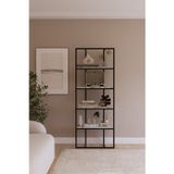 Solto Home OB16-15 Siyah Modern Metal Kitaplık – Ofis, Salon ve Mağaza İçin Reyon Raf