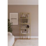 Solto Home OB16-25 Altın Modern Metal Kitaplık – Ofis, Salon ve Mağaza İçin Reyon Raf