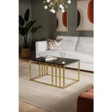 Solto Home Sc19-26 Altın Metal Siyah Mermer Desen Raf Tasarım Orta Sehpa | Modern Oturma Odası