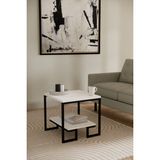Solto Home SC25-13 Siyah Metal Beyaz Raf Tasarım Orta Sehpa | Modern Oturma Odası - Beyaz-Siyah