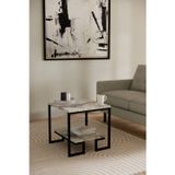 Solto Home Sc25-15 Siyah Metal Beyaz Mermer Desen Raf Tasarım Orta Sehpa | Modern Oturma Odası