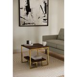 Solto Home SC25-22 Altın Metal Ceviz Raf Tasarım Orta Sehpa | Modern Oturma Odası - Ceviz-Altın