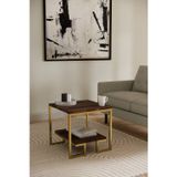Solto Home SC25-22 -Metal- Raf Tasarım Orta Sehpa | Modern Oturma Odası - Ceviz-Altın