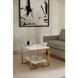 Solto Home SC25-23 -Metal- Raf Tasarım Orta Sehpa | Modern Oturma Odası - Beyaz-Altın