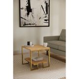 Solto Home SC25-24 Altın Metal Meşe Raf Tasarım Orta Sehpa | Modern Oturma Odası - Meşe-Altın