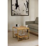 Solto Home Sc25-24 Altın Metal Meşe Raf Tasarım Orta Sehpa | Modern Oturma Odası