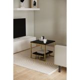Solto Home SC25-26 Altın Metal Siyah Mermer Desen Raf Tasarım Orta Sehpa | Modern Oturma Odası - Siyah Mermer Desen - Altın