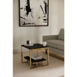 Solto Home Sc25-26 Altın Metal Siyah Mermer Desen Raf Tasarım Orta Sehpa | Modern Oturma Odası