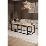 Solto Home Sc9-14 Metal Dikdörtgen Orta Sehpa ve Zigon Sehpa Seti - Meşe