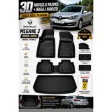 Solveks Renault Megane 3 2014 Model Uyumlu 3D Araca Özel Havuzlu Paspas+Bagaj Havuzu Birebir Uyum-Hediyeli - Siyah