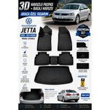 Solveks Volkswagen Jetta 2005+2011 Model Uyumlu 3D Araca Özel Havuzlu Paspas+Bagaj Havuzu Birebir Uyum-Hediyeli - Siyah