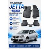 Solveks Volkswagen Jetta 2008-2010 Oto Paspas 5d Derin Havuzlu Araca Tam Uyumlu Premium Seri - Siyah