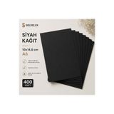 SOLVELUX A6 Siyah Kağıt Yazıcı Uyumlu Davetiye Hobi ve El İşi Kağıdı 300 Gr 10x14,8 cm 400 Adet