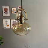 Solvia Cam Bal Rengi Tekli Avize Delikli Eskitme Başlık Retro Sarkıt Lamba Salon Aydınlatma